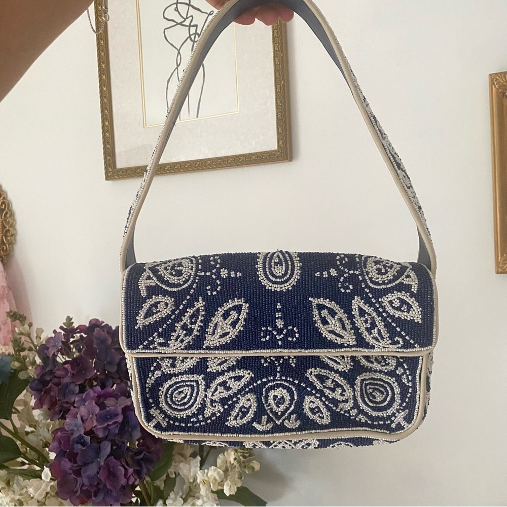 STAUD paisley tommy  beaded bag